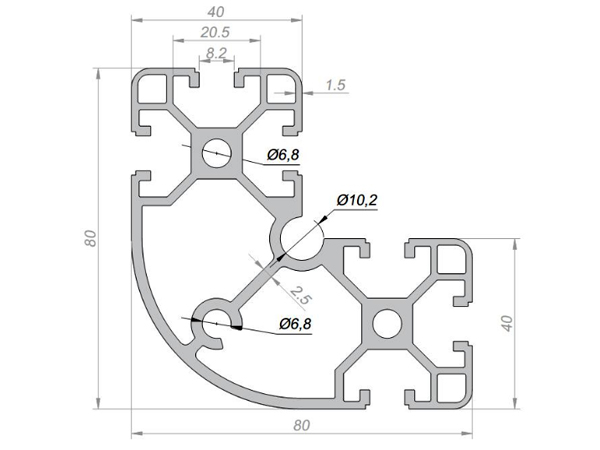 40系列铝合金型材 001 08 40 80RA