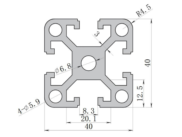 40系列铝合金型材 001 08 40 40L2